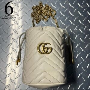 Gucci Marmont Cream Mini Bucket Bag
